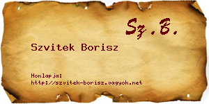 Szvitek Borisz névjegykártya